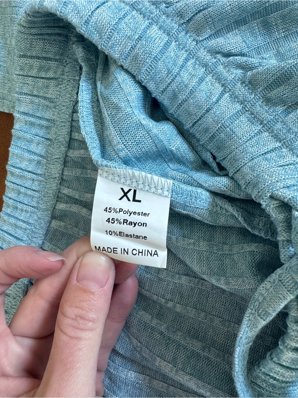 Light Aqua Ribbed V-Neck Knit Set - Picture 3 of 4